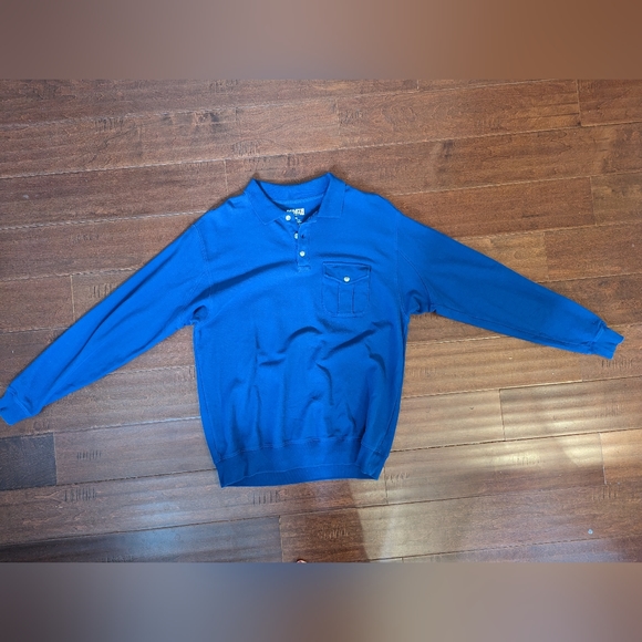 Duluth Trading Co Men size medium Long Sleeve Polo Shirt Royal Blue Reinforce - Picture 4 of 15